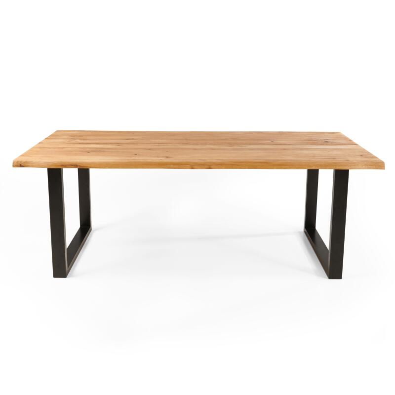 Tabla rectangular de roble FSC® con bordes irregulares y patas en forma de U (2/6)