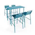 Mesa alta rectangular de conjunto + 4 sillas altas
