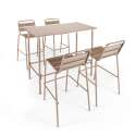 Mesa alta rectangular de conjunto + 4 sillas altas