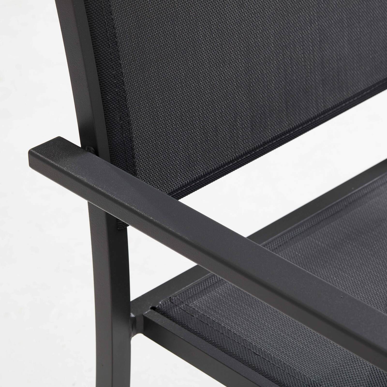 Lote de 2 sillas de jardín con reposabrazos de aluminio y textileno