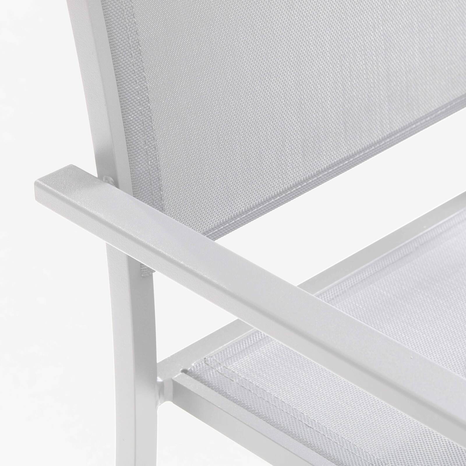 Lote de 2 sillas de jardín con reposabrazos de aluminio y textileno