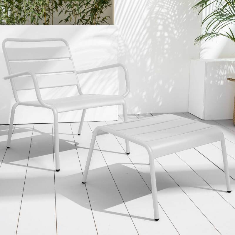 Lote de 2 sillones bajos con reposapiés de metal en gris antracita + 1 color (6/7)