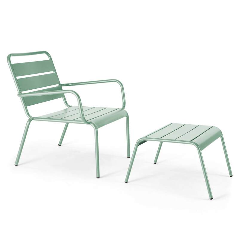Lote de 2 sillones bajos con reposapiés de metal en gris antracita + 1 color (2/7)