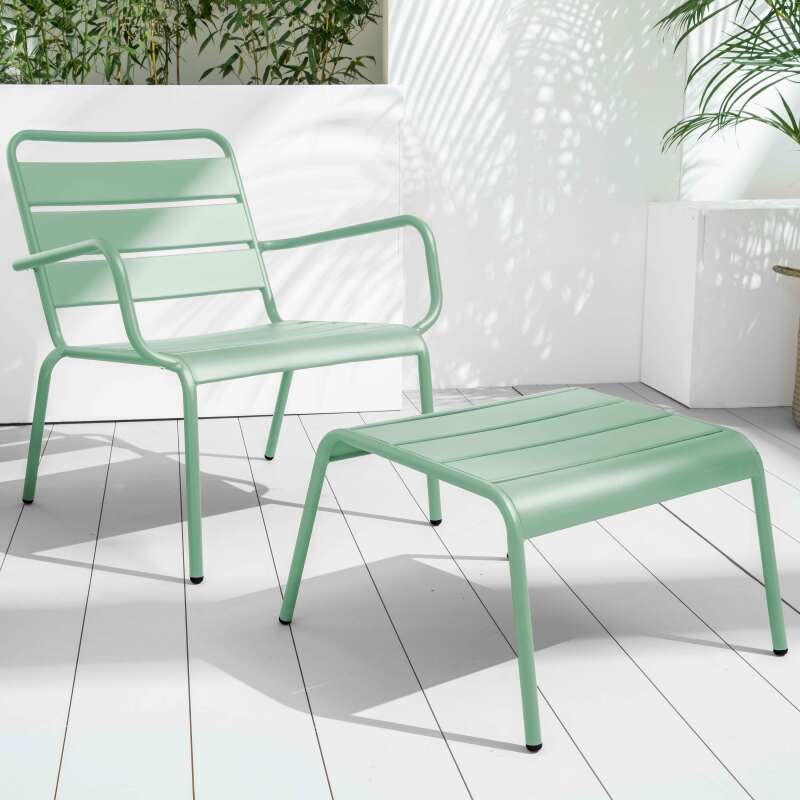 Lote de 2 sillones bajos con reposapiés de metal en gris antracita + 1 color (6/7)
