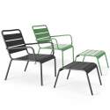 Lote de 2 sillones bajos con reposapiés de metal en gris antracita + 1 color