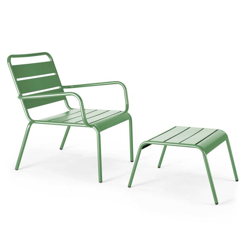 Lote de 2 sillones bajos con reposapiés de metal en gris antracita + 1 color