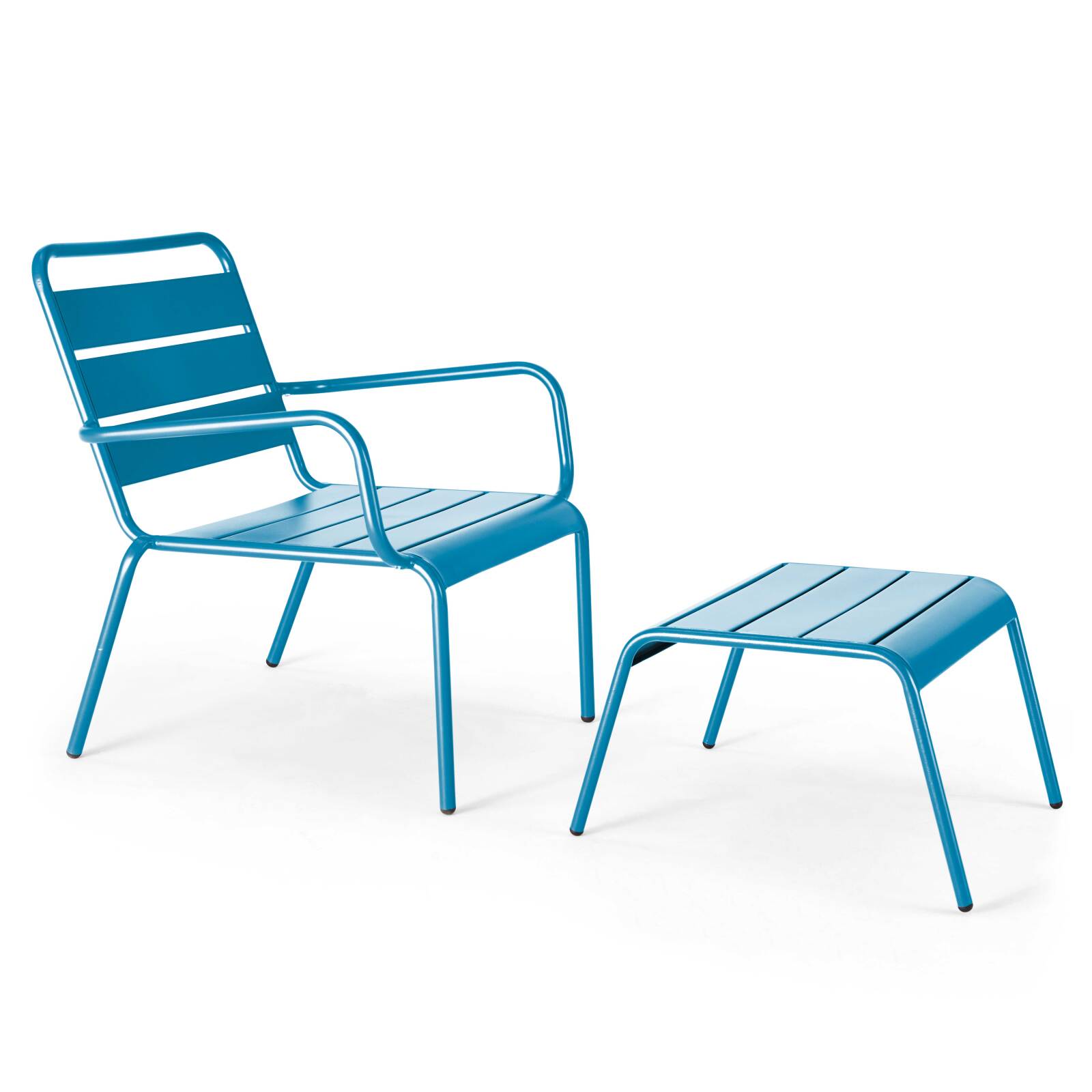 Lote de 2 sillones bajos con reposapiés de metal en gris antracita + 1 color