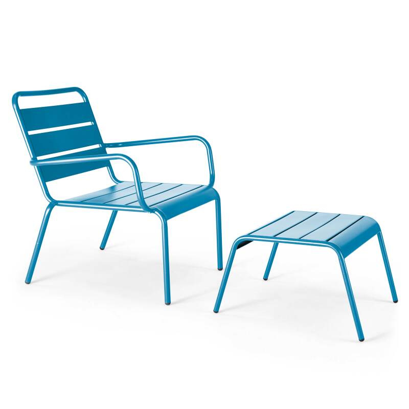 Lote de 2 sillones bajos con reposapiés de metal en gris antracita + 1 color