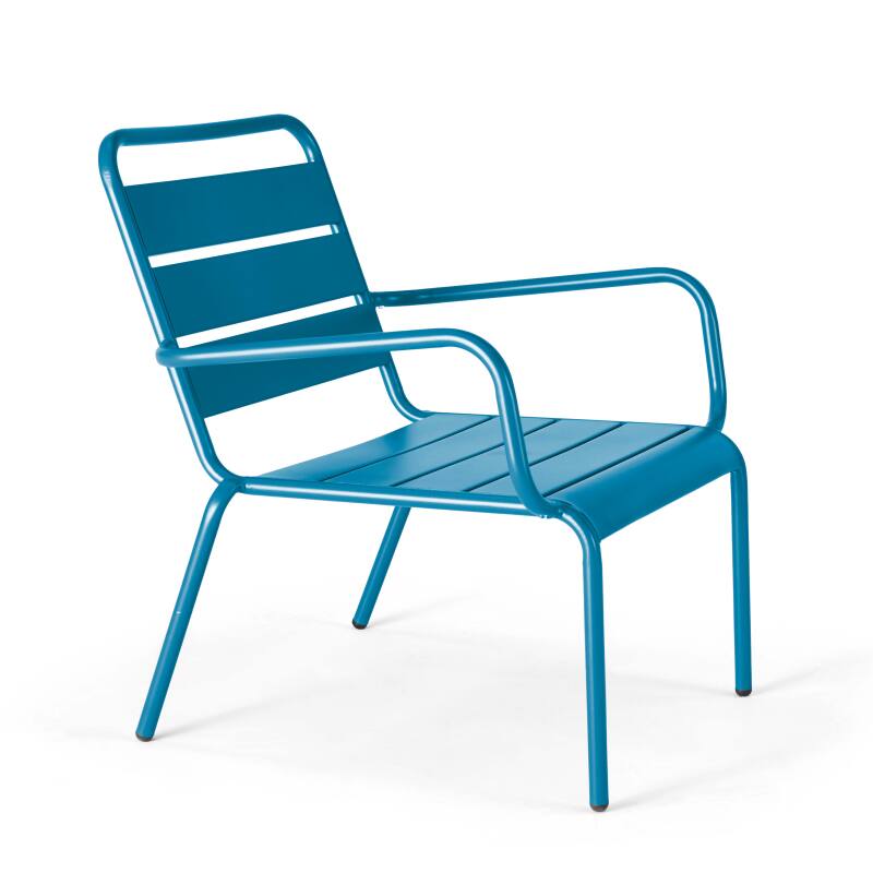 Lote de 2 sillones bajos con reposapiés de metal en gris antracita + 1 color