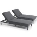 Lote de 2 tumbonas con cojín, reclinables en 5 posiciones