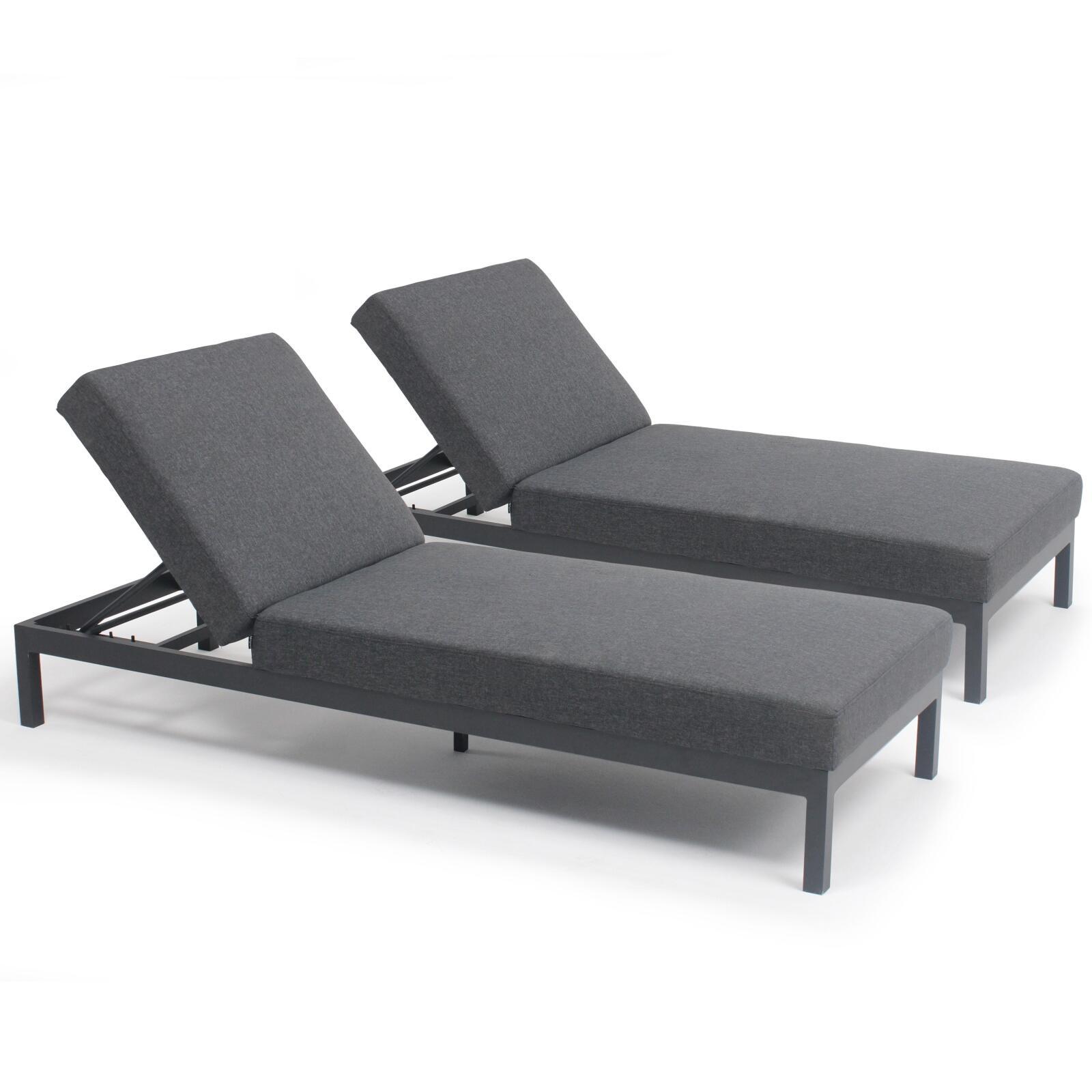 Lote de 2 tumbonas con cojín, reclinables en 5 posiciones