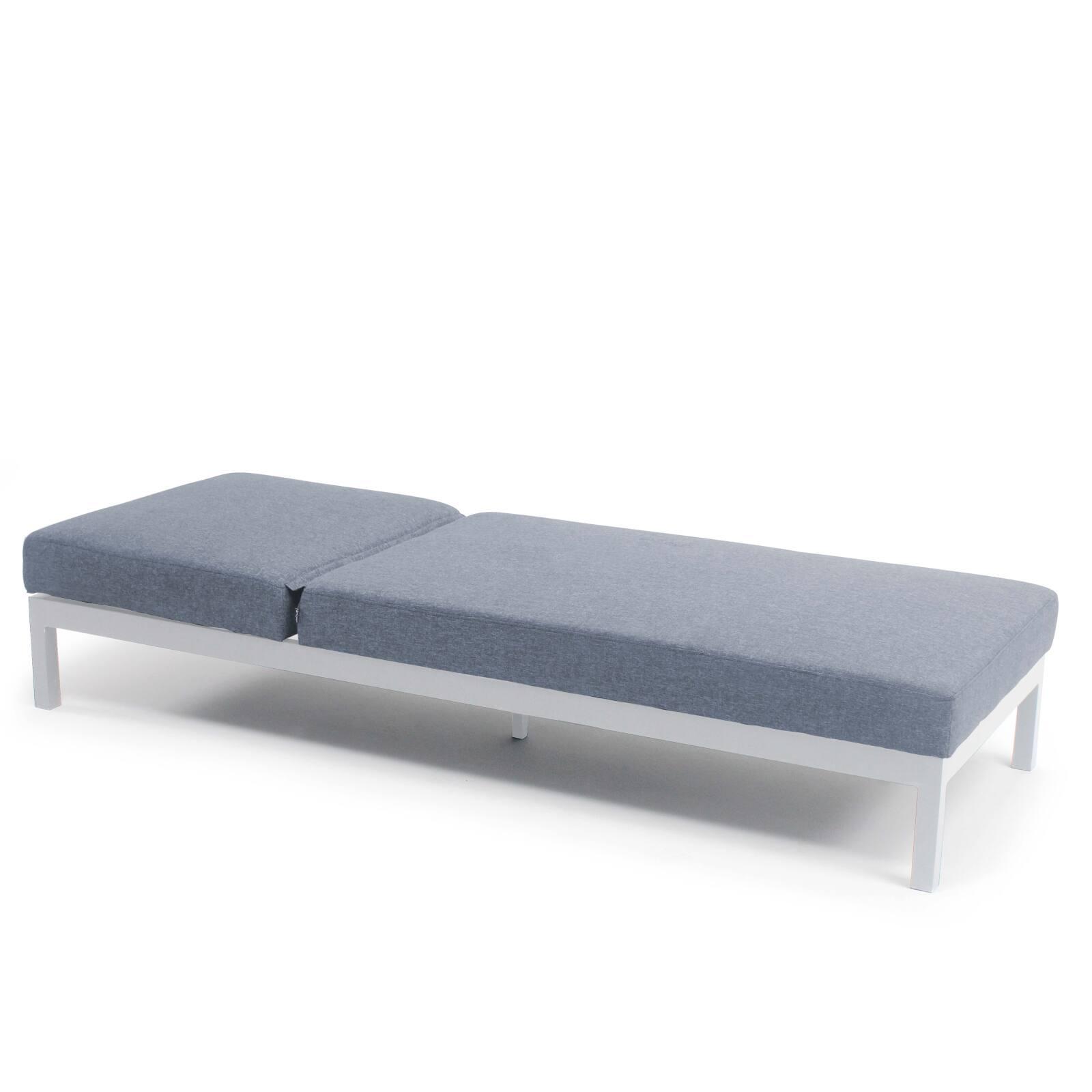 Lote de 2 juegos de tumbonas con cojín y mesas auxiliares, reclinables en 5 posiciones