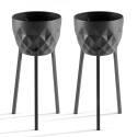 Lote de 2 macetas con soporte de metal