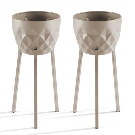Lote de 2 macetas con soporte de metal