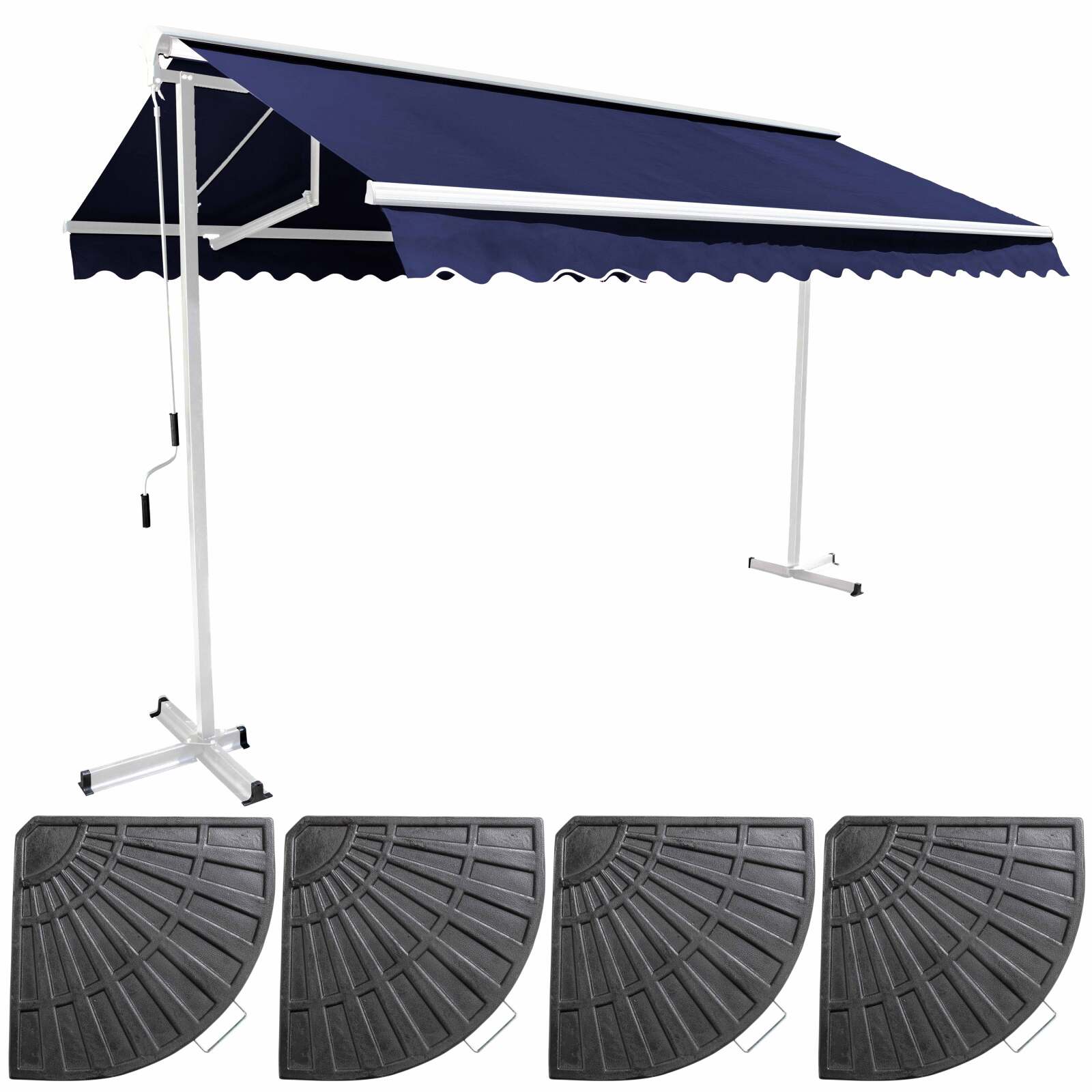 Conjunto de toldo a dos aguas (3 x 3 m) + 4 losas con contrapeso