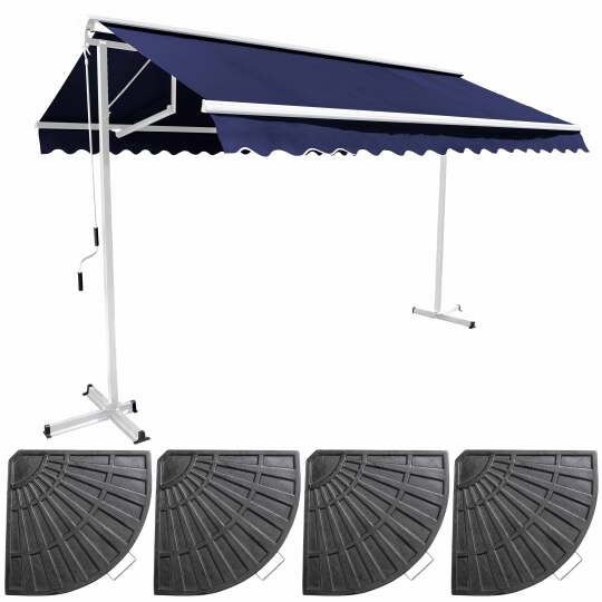 Conjunto de toldo a dos aguas (3 x 3 m) + 4 losas con contrapeso