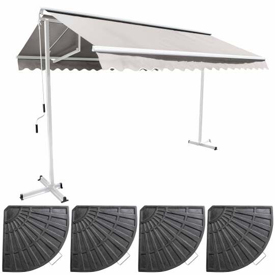 Conjunto de toldo a dos aguas (3 x 3 m) + 4 losas con contrapeso
