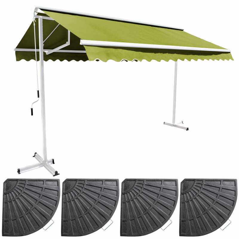 Conjunto de toldo a dos aguas (3 x 3 m) + 4 losas con contrapeso