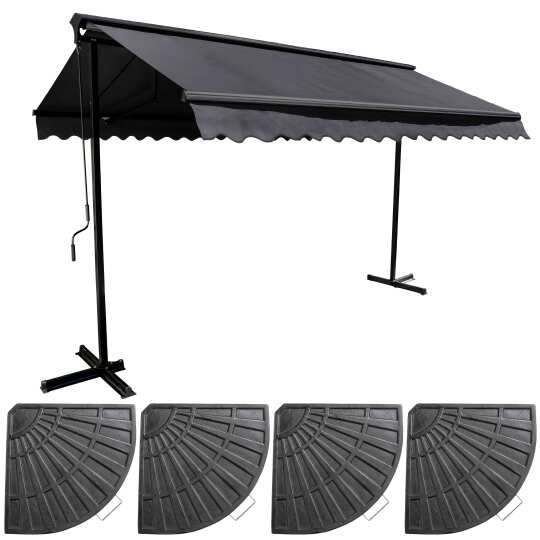 Conjunto de toldo a dos aguas 3 x 3 m + 4 losas y caja | Oviala