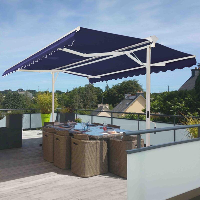 Conjunto de toldo a dos aguas (3 x 3 m) + 4 losas con contrapeso