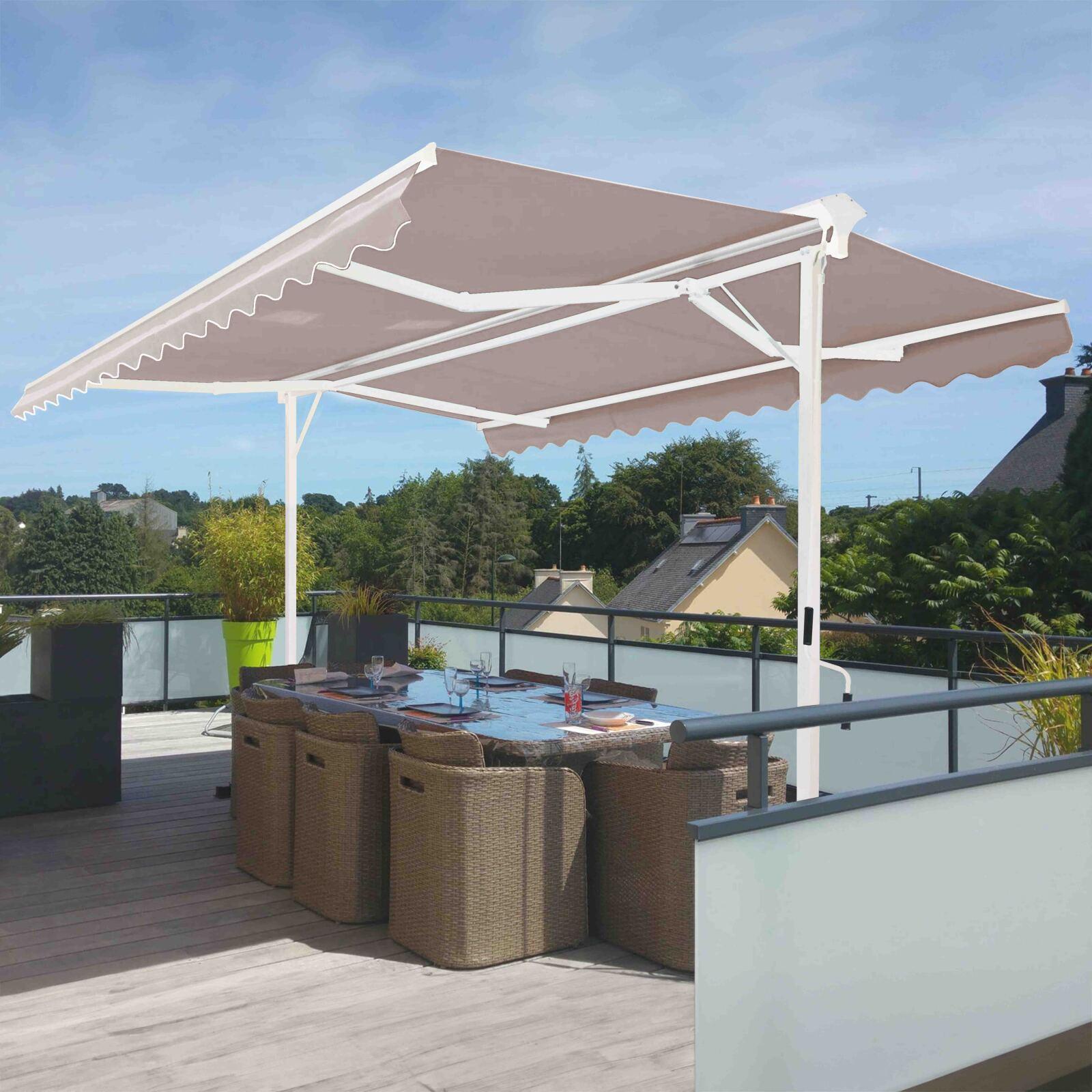 Conjunto de toldo a dos aguas (3 x 3 m) + 4 losas con contrapeso