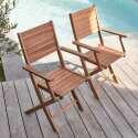 Lote de 2 sillas plegables con reposabrazos de madera de eucalipto FSC®
