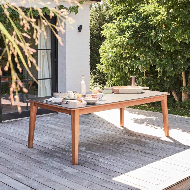 Mesa de jardín rectangular extensible de madera de eucalipto FSC®