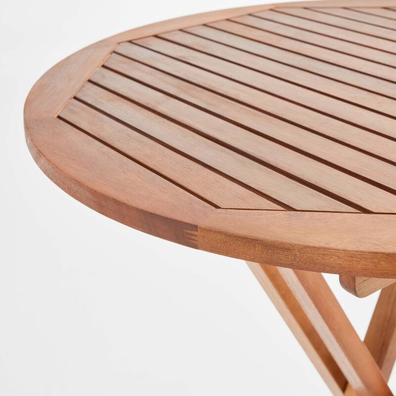 Conjunto de mesa alta plegable + 2 taburetes altos de madera de eucalipto FSC®