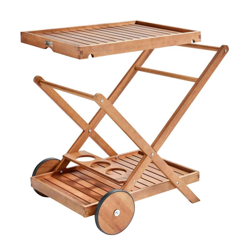 Mesa auxiliar con ruedas de madera de eucalipto FSC®