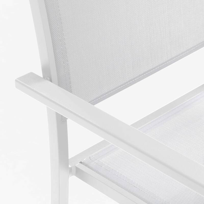 Mesa de jardín de aluminio y piedra de 180 x 90 cm con 6 sillas y 2 sillas con reposabrazos