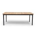 Mesa de jardín rectangular de aluminio/teca de 200 x 100 cm y 8 sillas con reposabrazos
