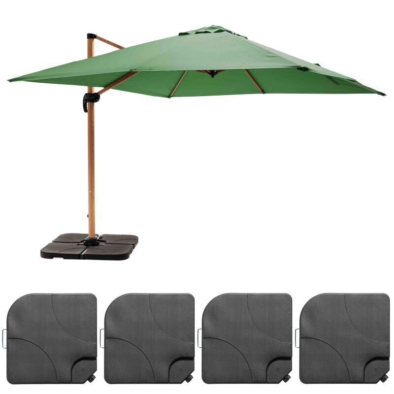 Conjunto de sombrilla desplazable inclinable (3 x 3m) + 4 losas para rellenar y estabilizar (2/8)