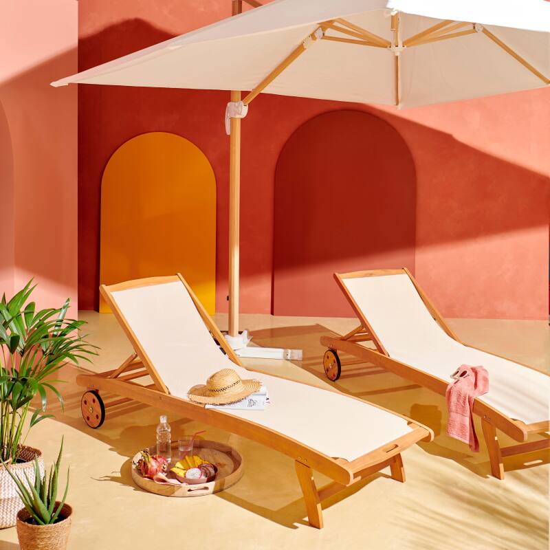 Conjunto de sombrilla desplazable inclinable (3 x 3m) + 4 losas para rellenar y estabilizar (7/8)