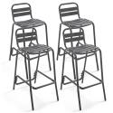 Lote de 4 sillas de bar en aluminio anodizado gris