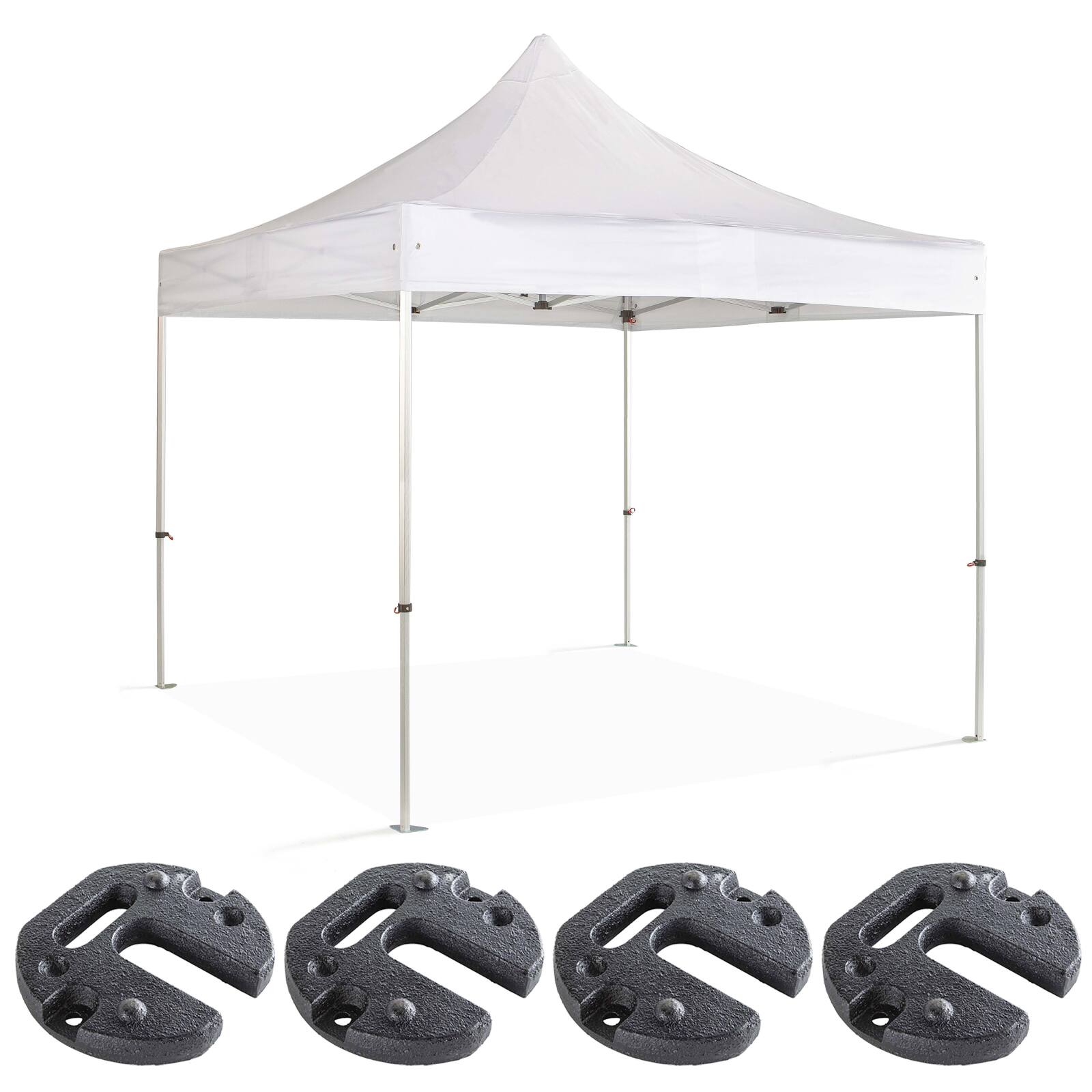 Carpa plegable de 4x4m con tela de 300g/m² y estructura de 40mm + 4 pesos de contrapeso