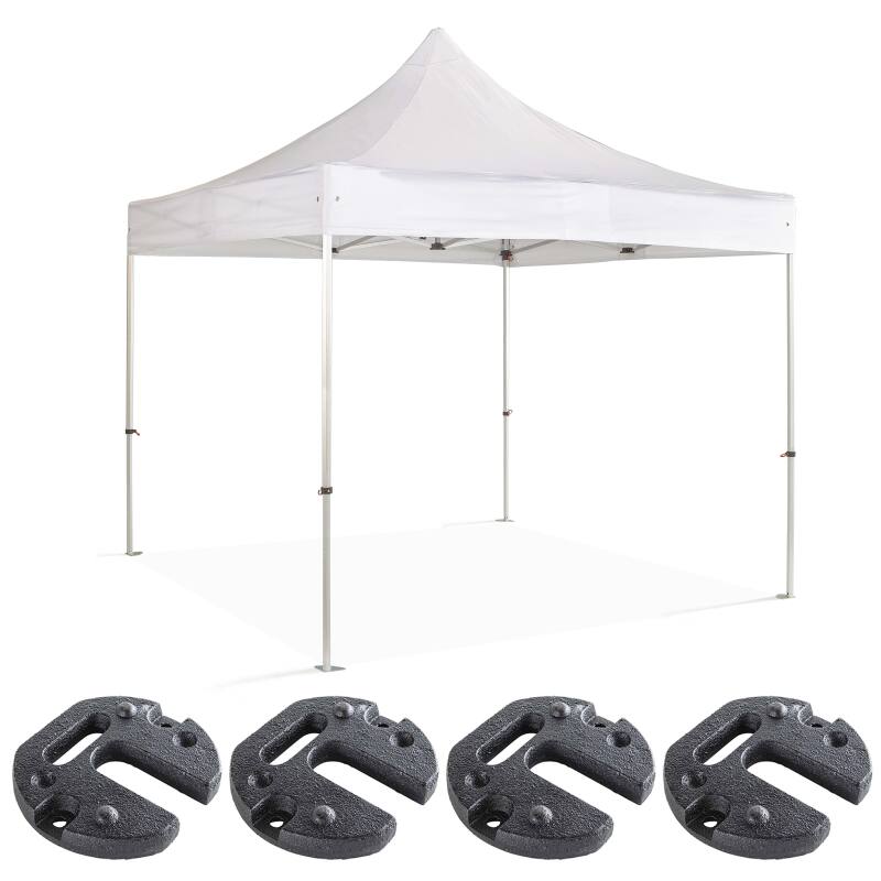 Carpa plegable de 4x4m con tela de 300g/m² y estructura de 40mm + 4 pesos de contrapeso