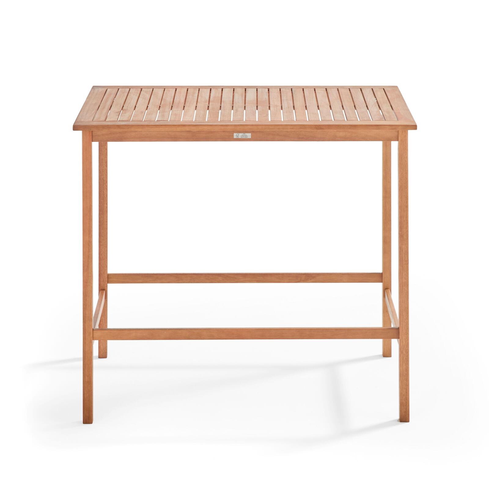 Mesa alta (120 x 70 x 110 cm) de madera de eucalipto FSC®