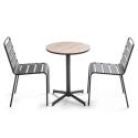 Mesa de jardín redonda ⌀60 x 72 cm con tablero de cerámica y 2 sillas de metal