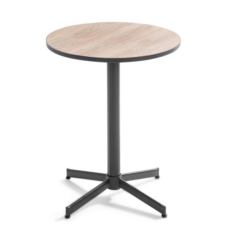 Mesa de jardín redonda ⌀60 x 72 cm con tablero de cerámica y 2 sillas de metal (5/6)