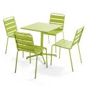 Mesa de jardín cuadrada inclinable de 70 x 70 cm + 4 sillas de metal
