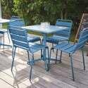 Mesa de jardín bistro cuadrada inclinable metal de 70x70 cm y 4 sillas - Lifestyle