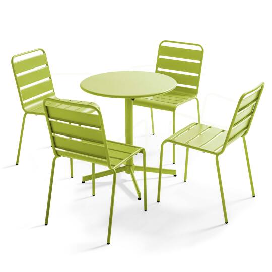 Mesa redonda de jardín inclinable Ø70 x 72 cm + 4 sillas