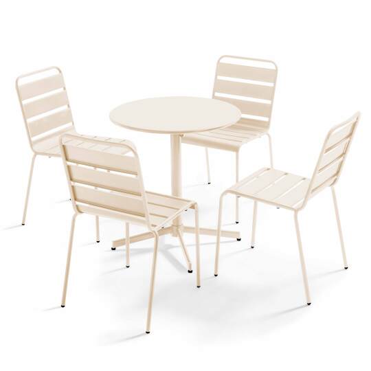 Mesa redonda de jardín inclinable Ø70 x 72 cm + 4 sillas