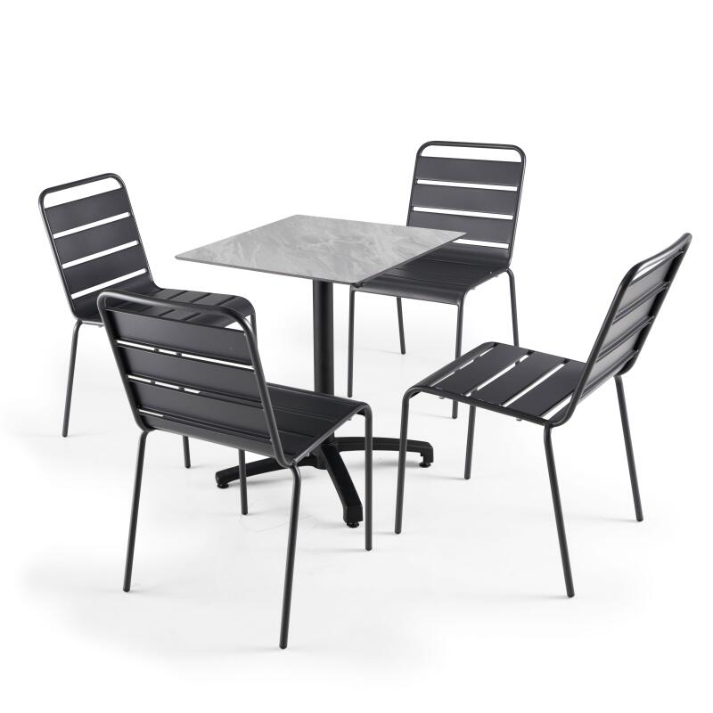 Mesa de jardín cuadrada de 60 x 60 cm inclinable en HPL (6/7)
