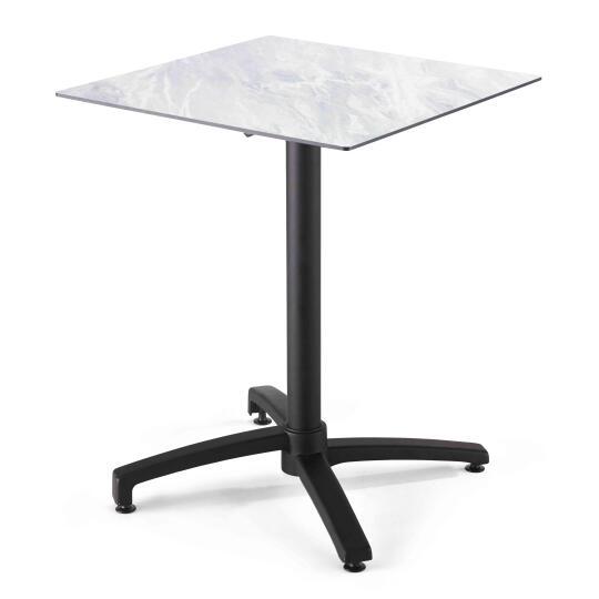 Mesa de jardín cuadrada reclinable de aluminio negro y HPL 4 personas 60x60 cm | Oviala