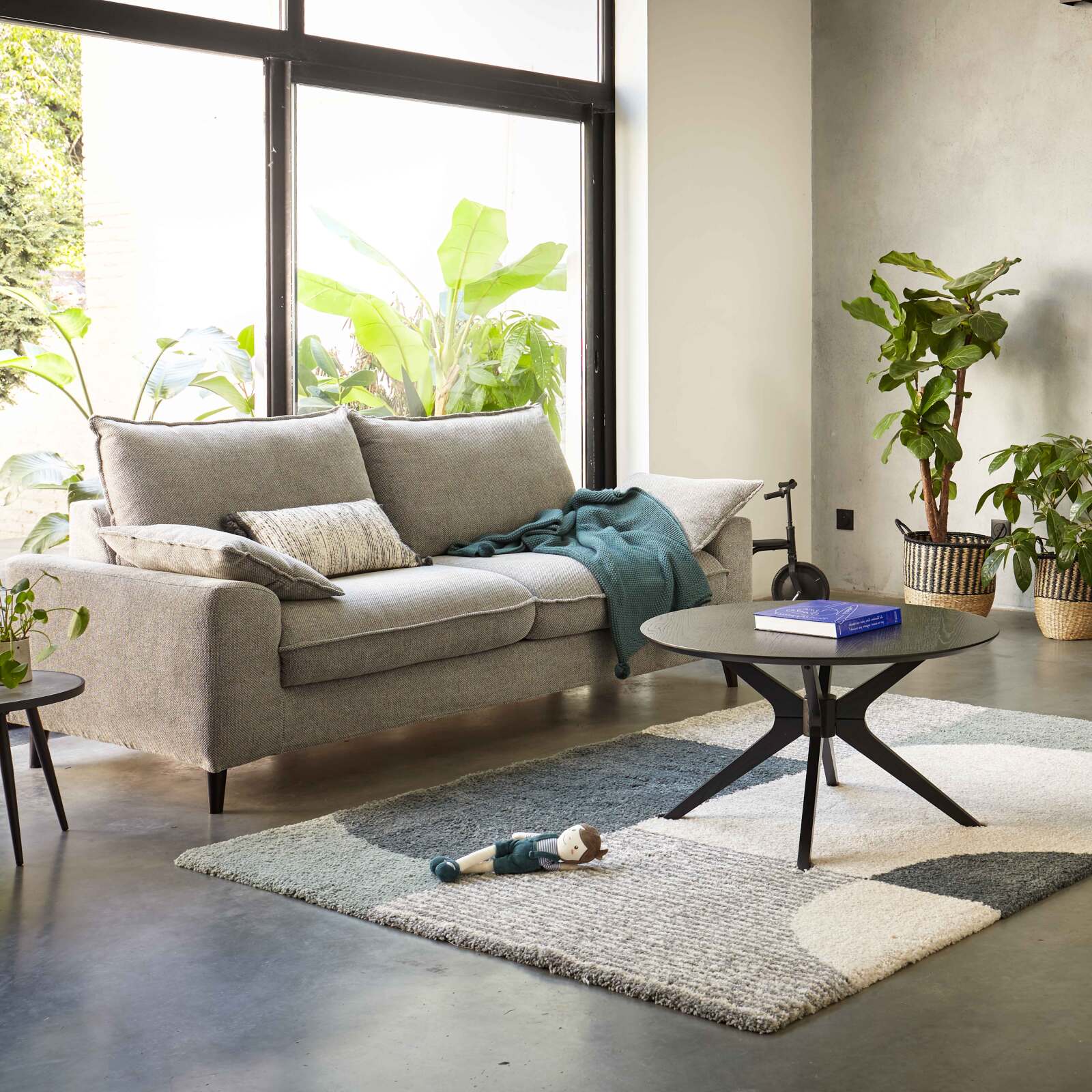 Canapé de 3 plazas en tela jaspeada