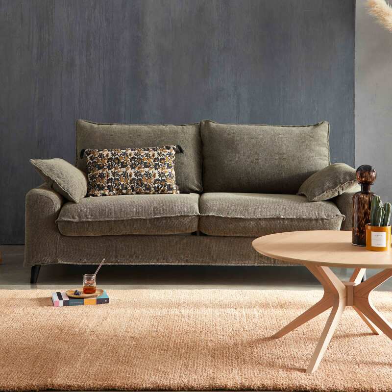 Canapé de 3 plazas en tela jaspeada