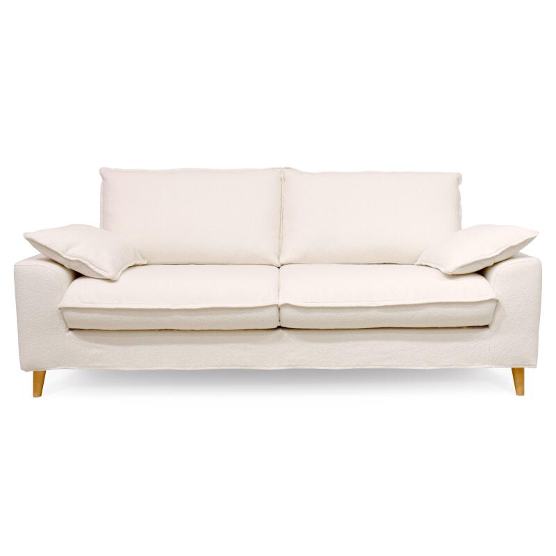 Sofá de tres plazas de tela de rizo