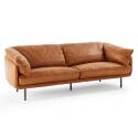 Sofá cama de cuero y madera de eucalipto FSC® de tres plazas, muy cómodo