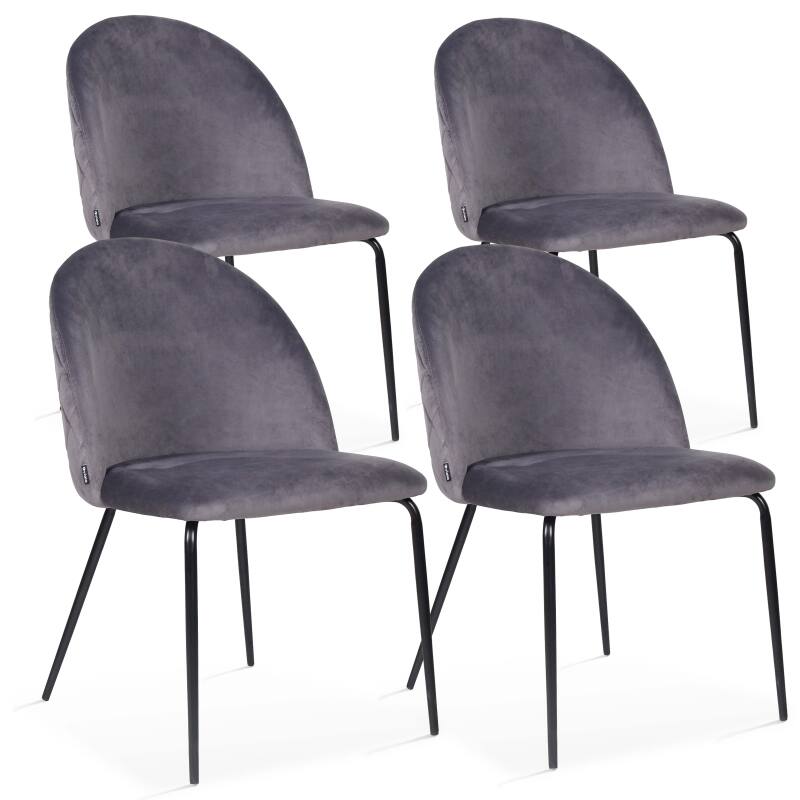 Lote de 4 sillas de terciopelo y madera FSC®